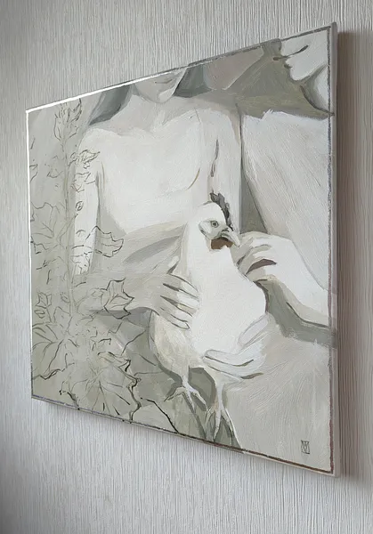 Image of Provence by Olha Vlasova, size: 60x60, made of Acrylic on canvas, Painting medium, from Ukraine, part of the Romanticization series, priced at €700 Photo 4 of 6.