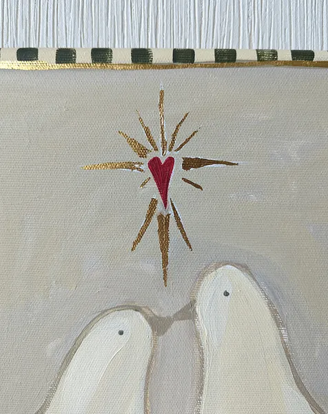 Image of Love doves by Olha Vlasova, size: 40x40, made of Acrylic on canvas, Painting medium, from Ukraine, part of the Romanticization series, priced at €450 Photo 4 of 6.