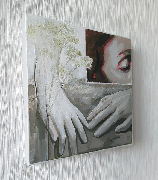 Image of Steppe wind by Olha Vlasova, size: 30x30, made of Acrylic on canvas, Painting medium, from Ukraine, part of the Romanticization series, priced at €400 Photo 2 of 5.