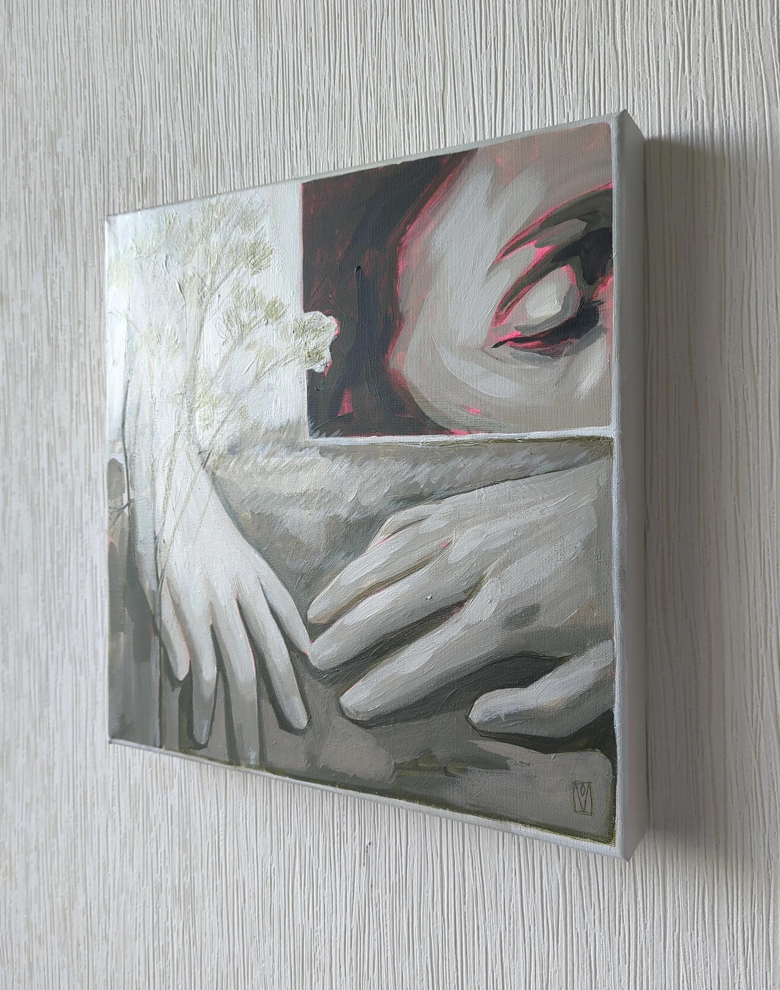 Image of Steppe wind by Olha Vlasova, size: 30x30, made of Acrylic on canvas, Painting medium, from Ukraine, part of the Romanticization series, priced at €400 Photo 3 of 5.