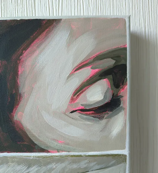 Image of Steppe wind by Olha Vlasova, size: 30x30, made of Acrylic on canvas, Painting medium, from Ukraine, part of the Romanticization series, priced at €400 Photo 4 of 5.