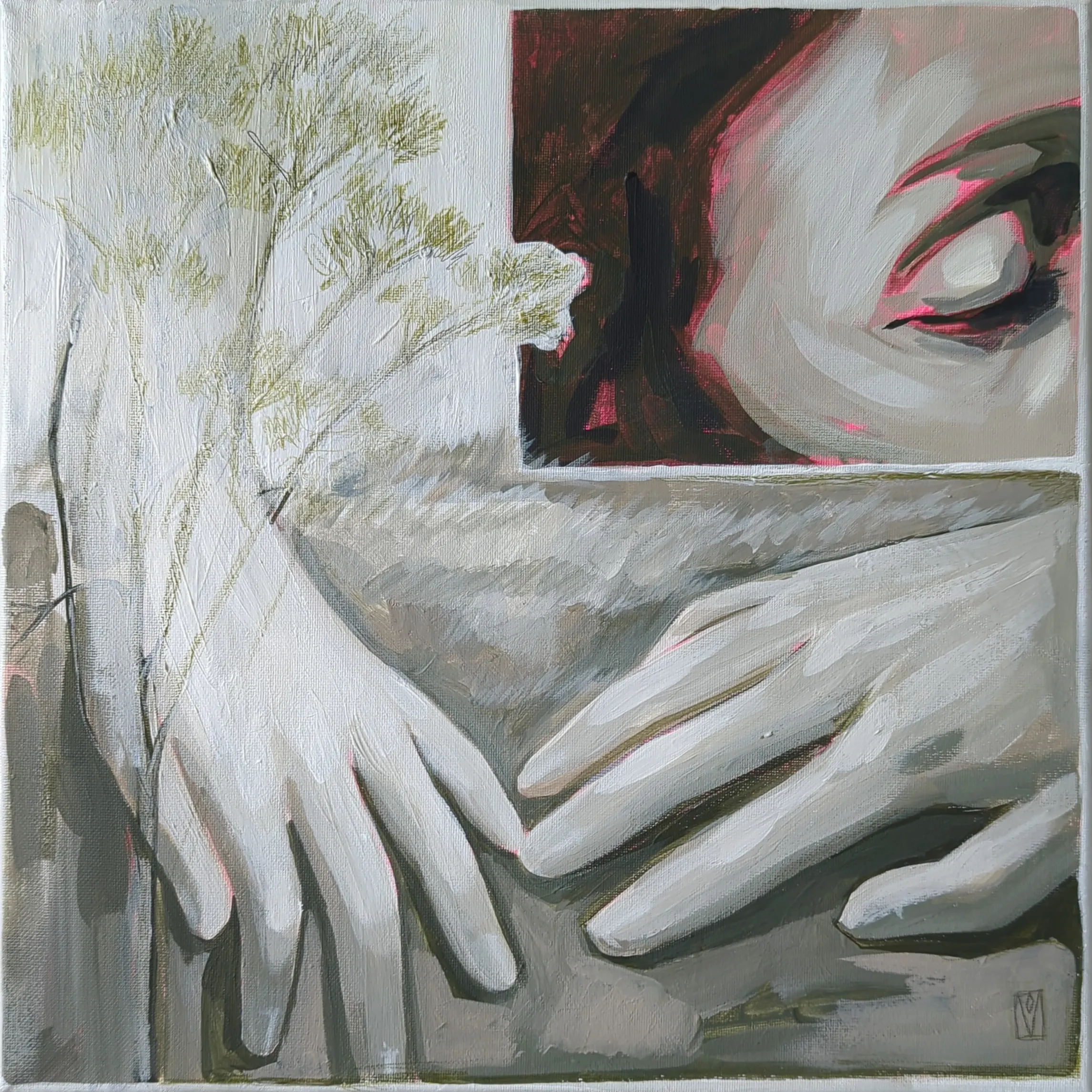 Image of Steppe wind by Olha Vlasova, size: 30x30, made of Acrylic on canvas, Painting medium, from Ukraine, part of the Romanticization series, priced at €400 Photo 1 of 5.