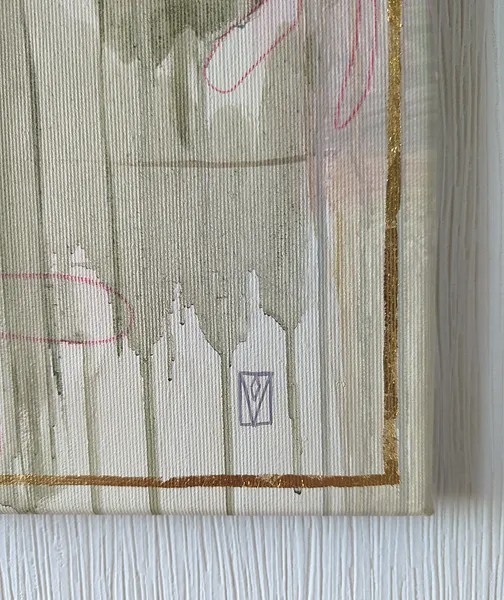 Image of Chrysanthemums by Olha Vlasova, size: 80x80, made of Acrylic on canvas, from Ukraine, part of the Romanticization series, priced at €900 Photo 4 of 5.