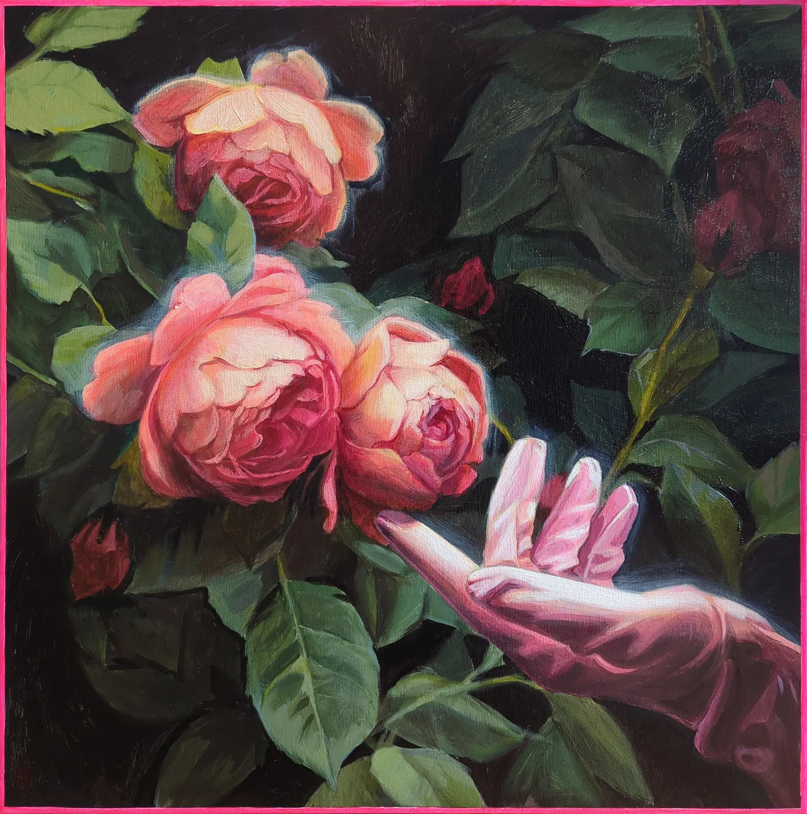 Image of Magical garden by Olha Vlasova, size: 60x60 cm, made of Acrylic on canvas, Painting medium, priced at €1200 Photo 1 of 3.