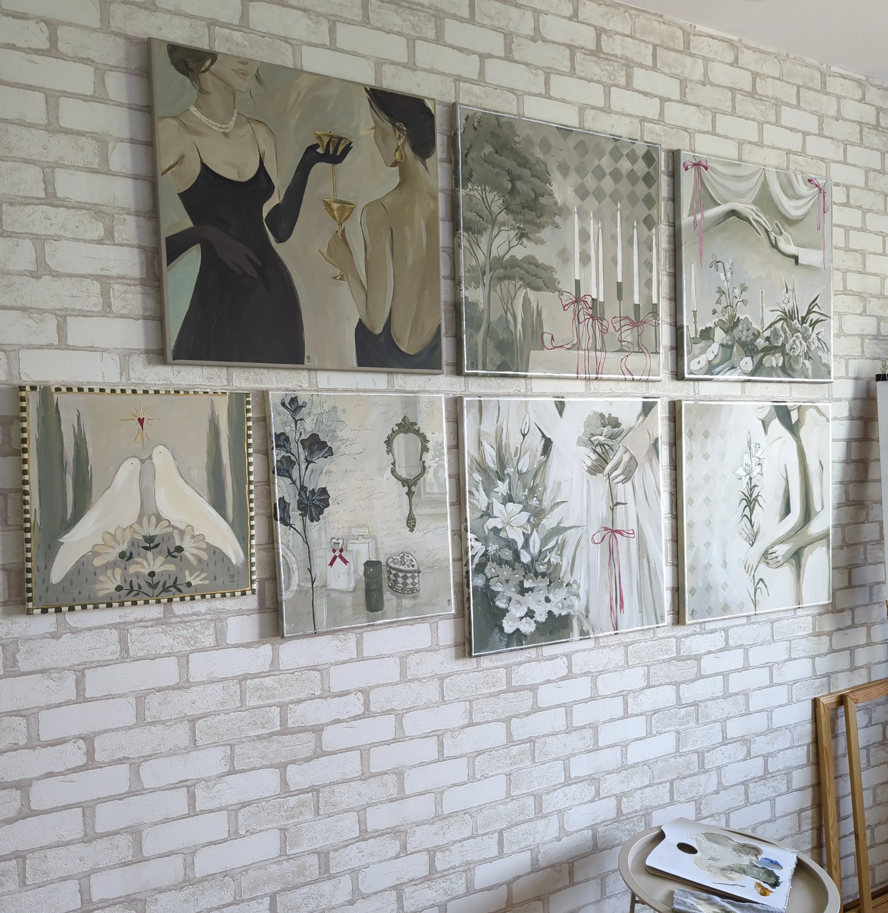 Image of A life well loved by Olha Vlasova, size: 60x60 cm, made of Acrylic on canvas, Painting medium, from Ukraine, part of the Romanticization series, priced at €700 Photo 2 of 6.